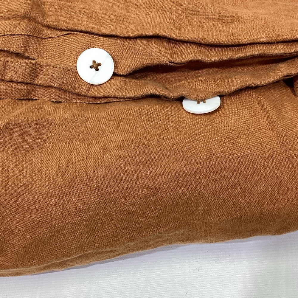 Cultiver 100% Linen Duvet in Cinnamon Rust Queen Button Closure